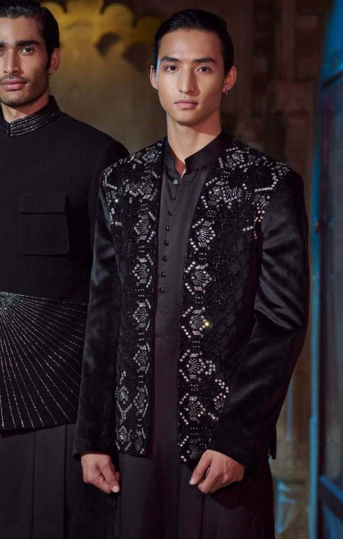 Black Sherwani Set